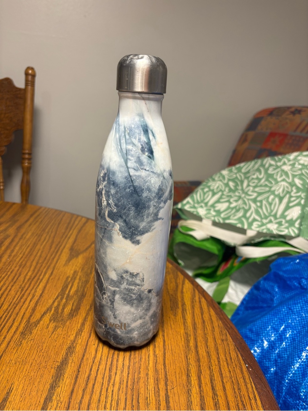 S'well Marble Effect Stainless Bottle - Blue, White
